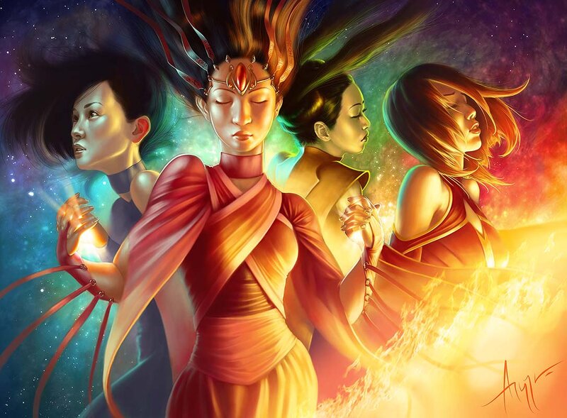 Four Women in Flowing Robes