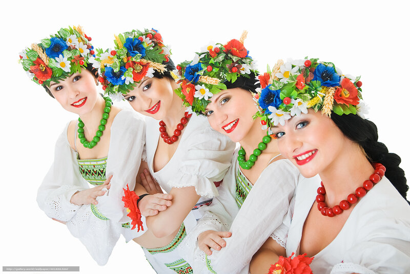 Four Women in Folk Costumes — White