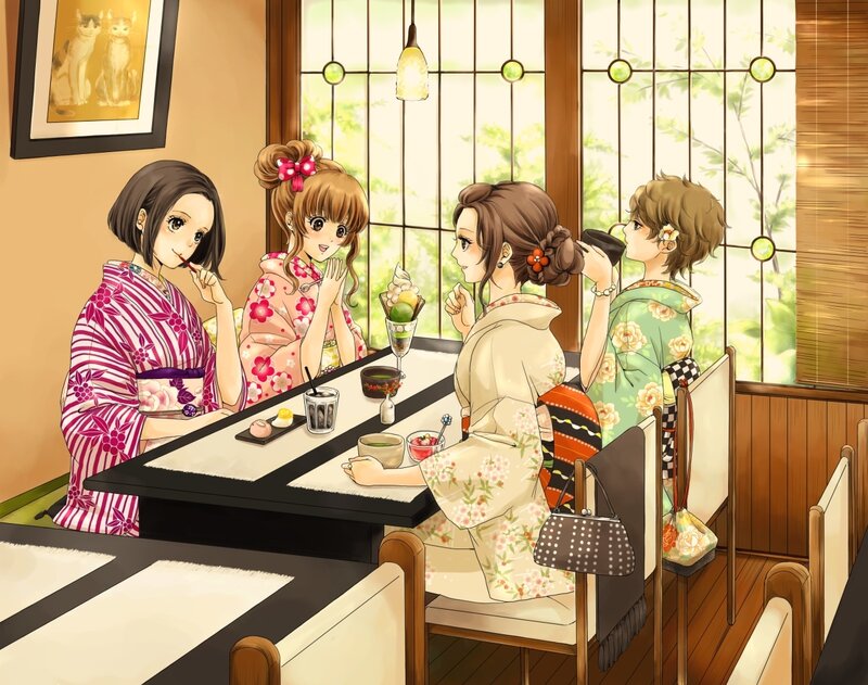 Four Women in Kimonos — Beige