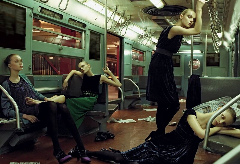 Four Women in Subway Car