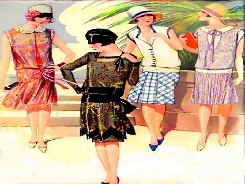Four Women in Vintage Dresses