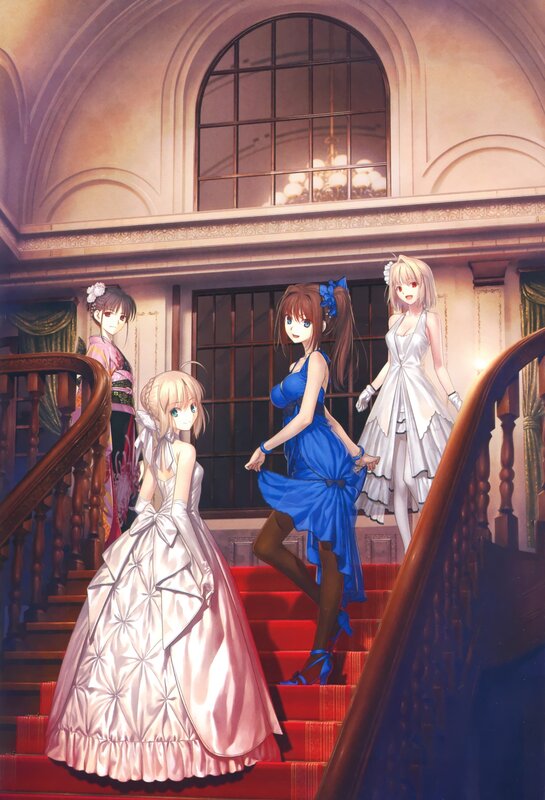 Four Women on a Staircase — Red