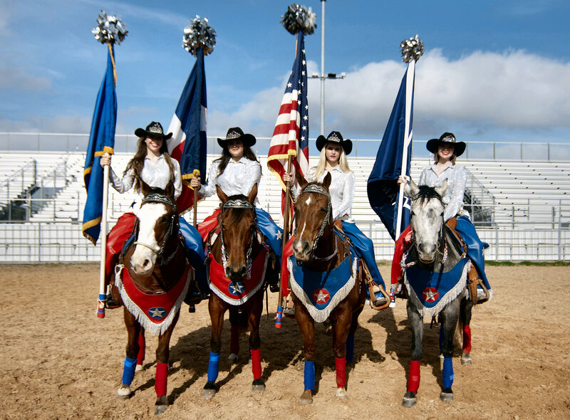 Four Women on Horses — Blue