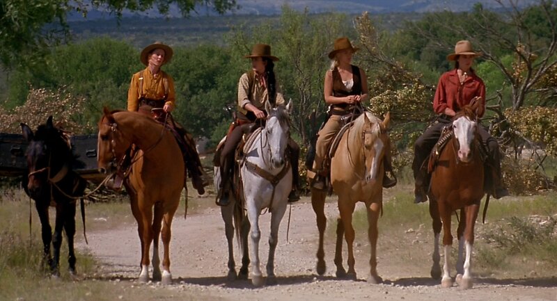 Four Women on Horses — Brown