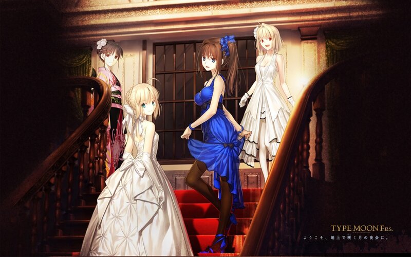 Four Women on Staircase — White