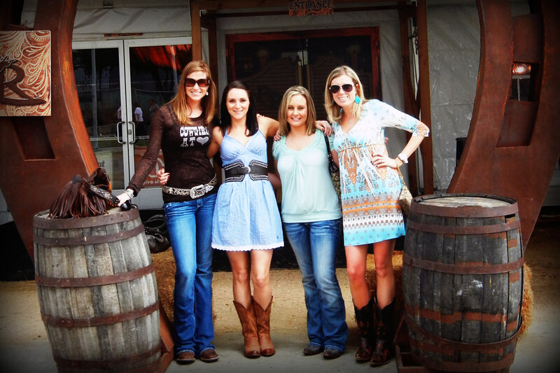 Four Women Posing Together — Blue, Casual