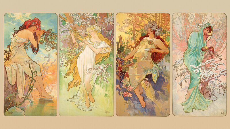 Four Women Representing Seasons — Green