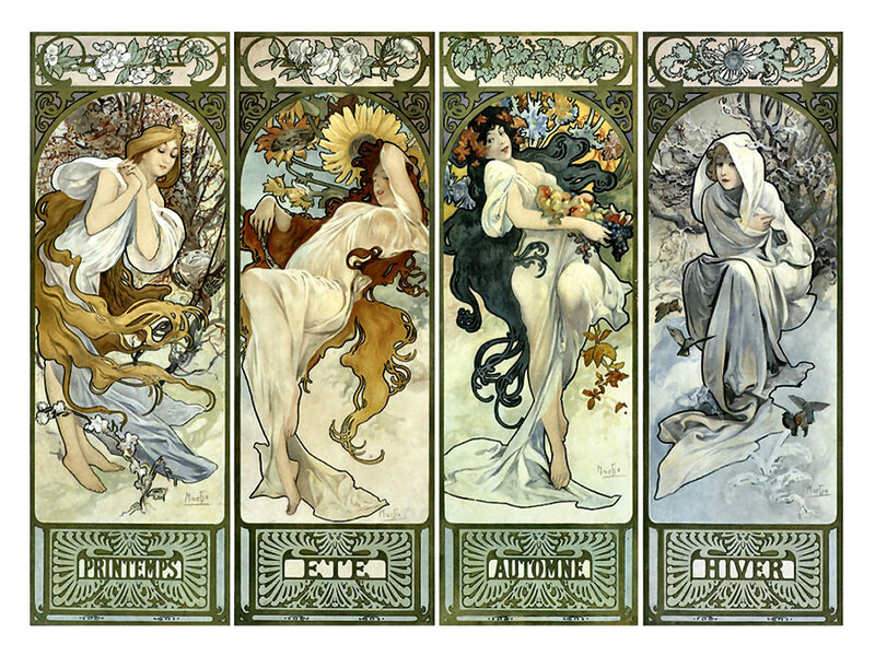 Four Women Representing Seasons — White
