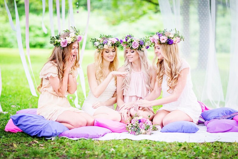 Four Women with Flower Crowns — Purple