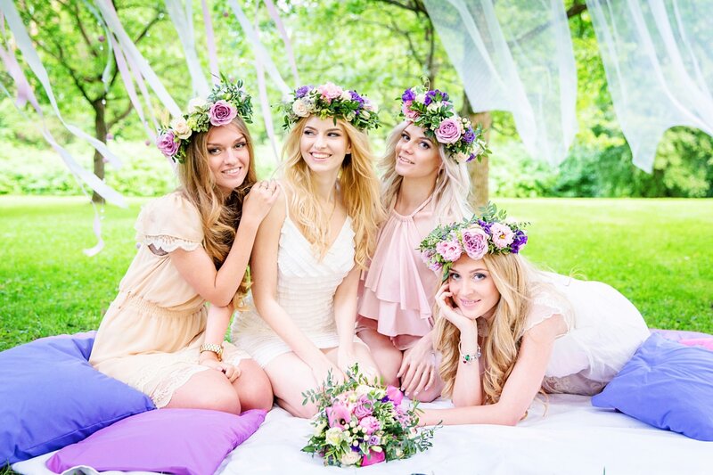 Four Women with Flower Crowns