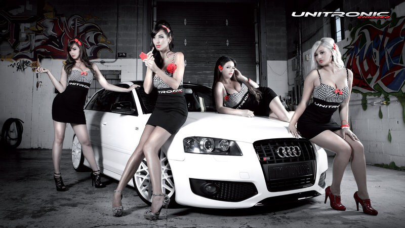 Four Women with White Car