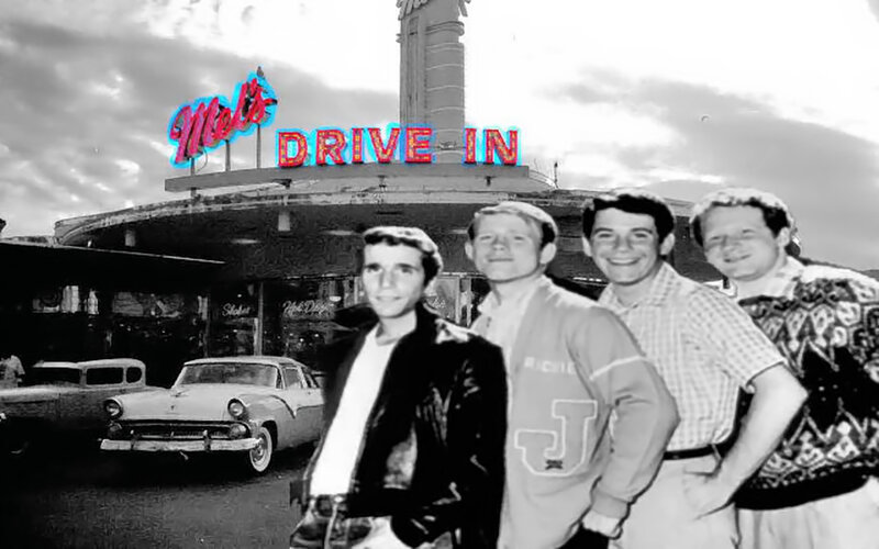 Four Young Men at Drive-in