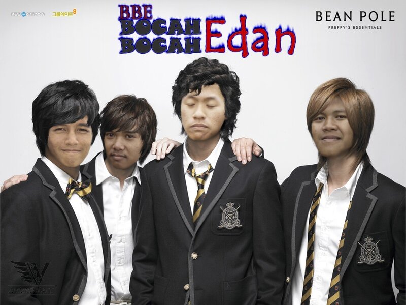 Four Young Men in School Uniforms — Black