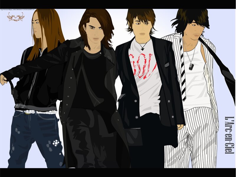 Four Young Men Standing — Black, Neutral, Anime