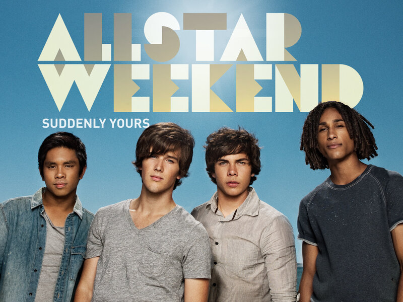 Four Young Men Standing — Blue