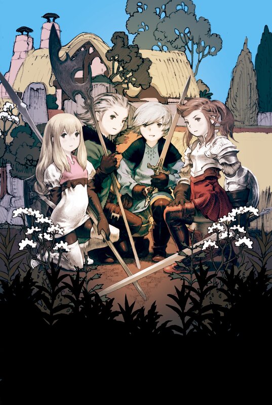 Four young warriors in a village