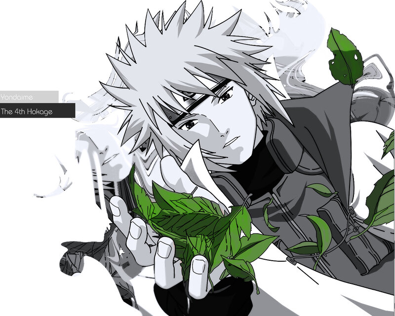 Fourth Hokage holding leaves