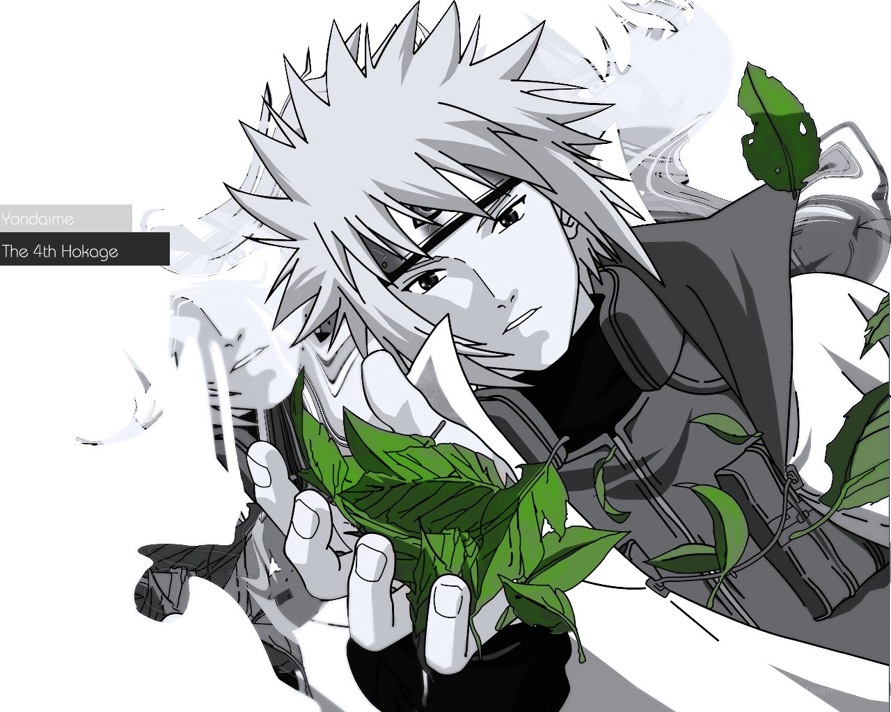 Fourth Hokage holding leaves