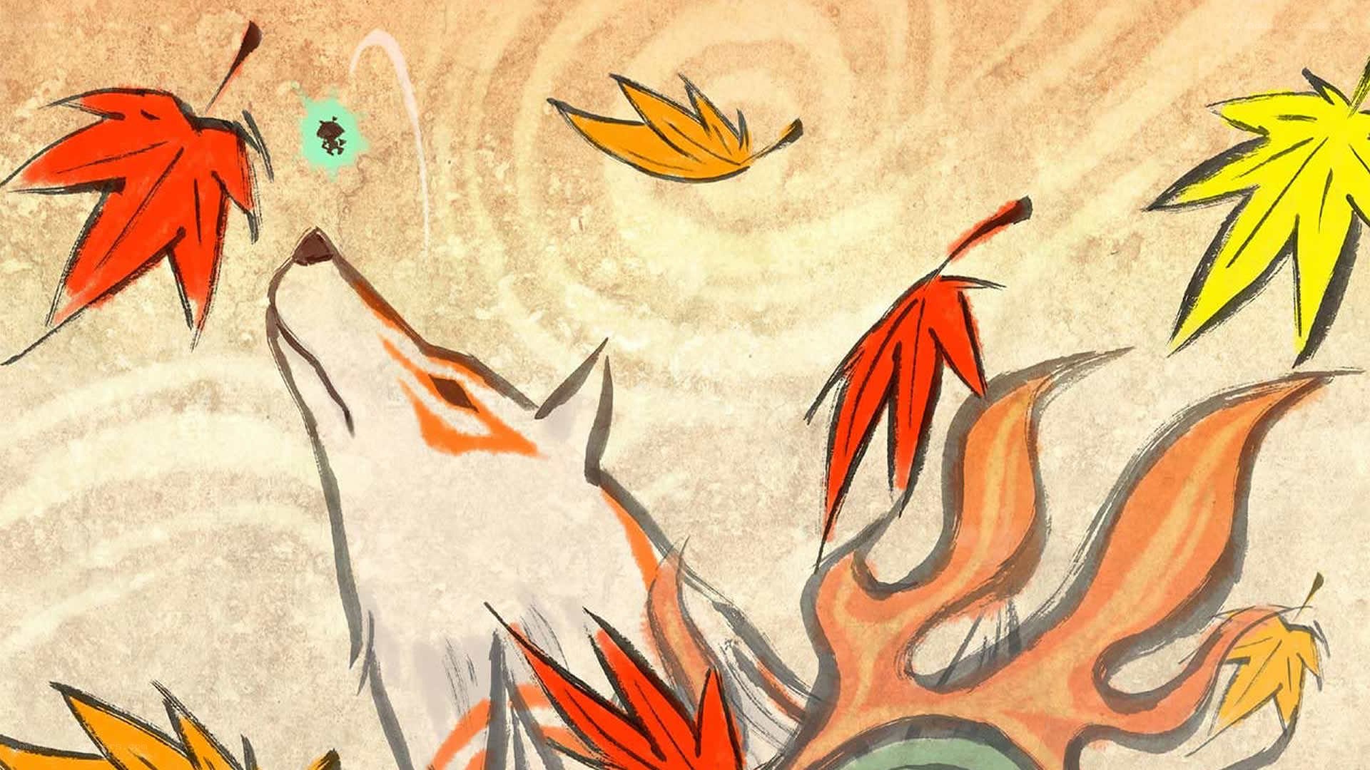 fox among autumn leaves