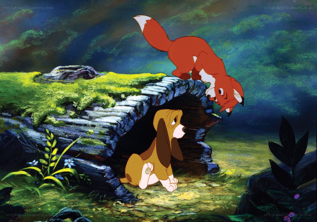 Fox and dog in a cave