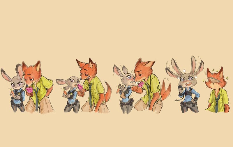 Fox and Rabbit Characters — Beige