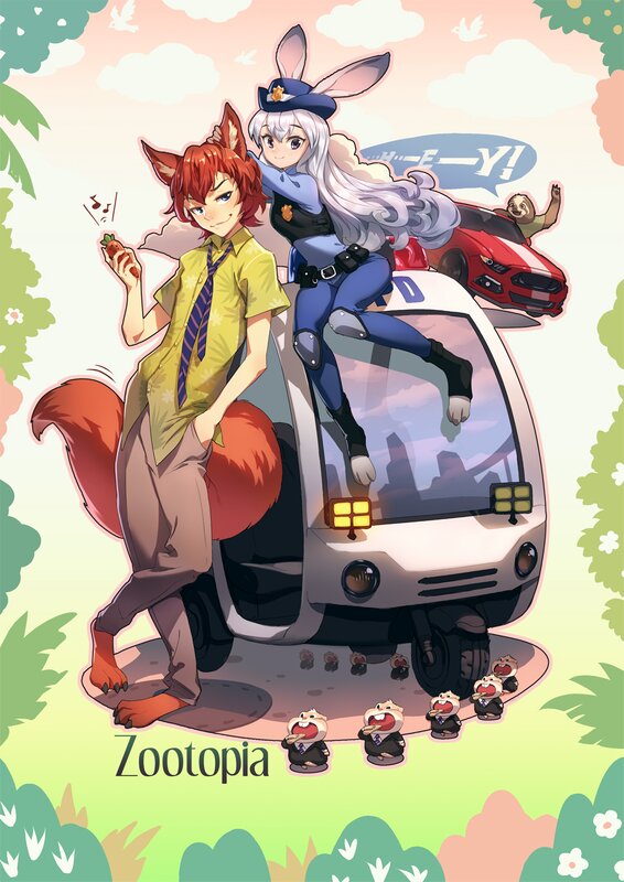 Fox and Rabbit Characters — Green