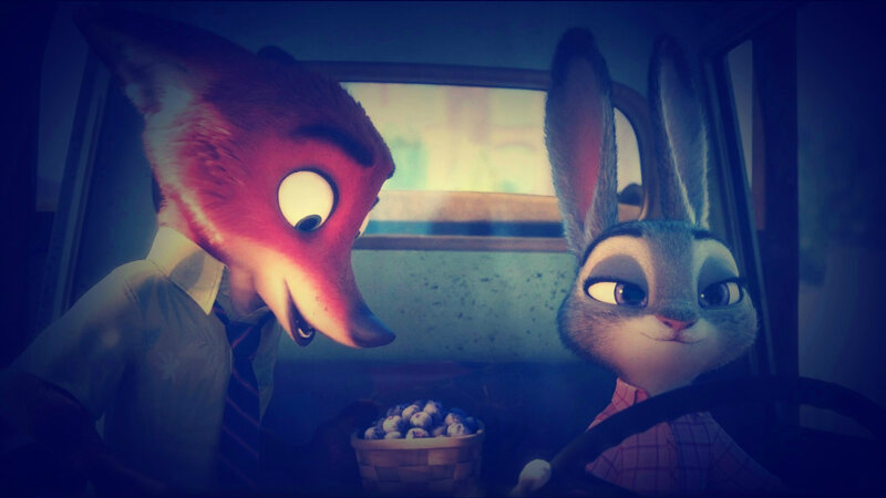 Fox and Rabbit in Car — Blue