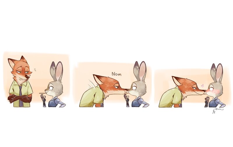 Fox and Rabbit Kissing