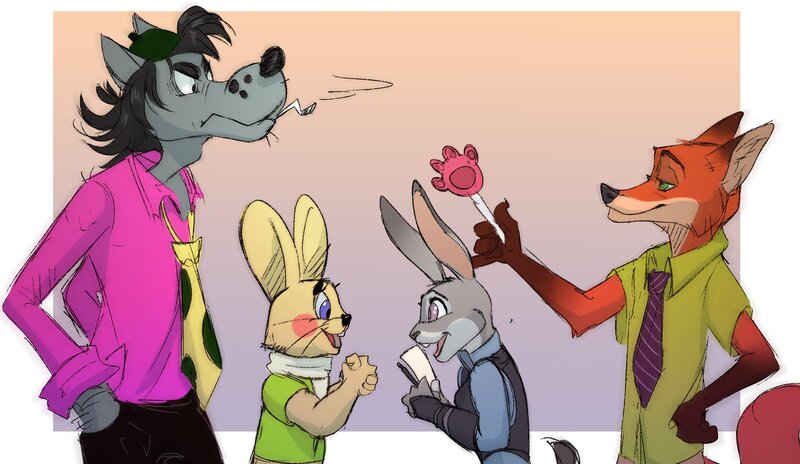 Fox and Rabbits in Scene