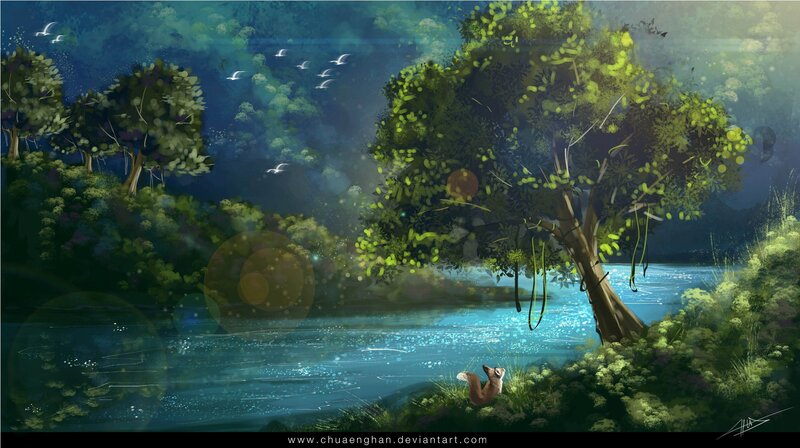 Fox by a River — Green