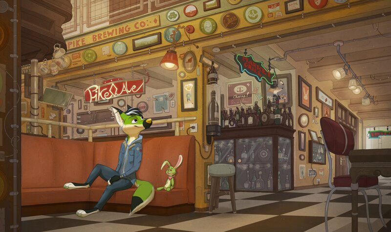 Fox Character on Bench