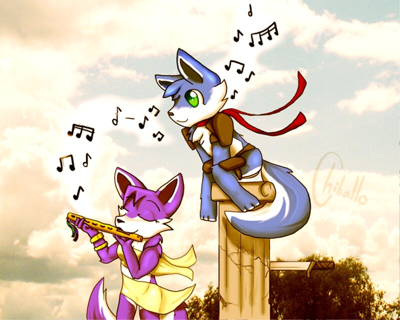 Fox Characters Playing Music