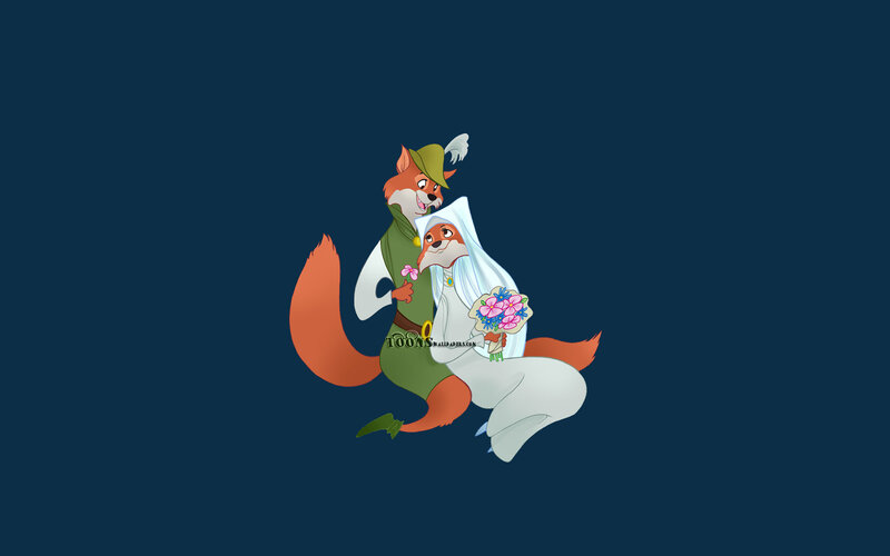 Fox Couple in Wedding Attire