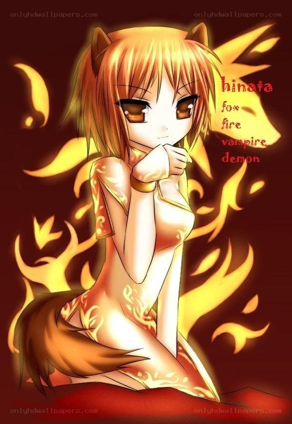 fox demon girl with fire