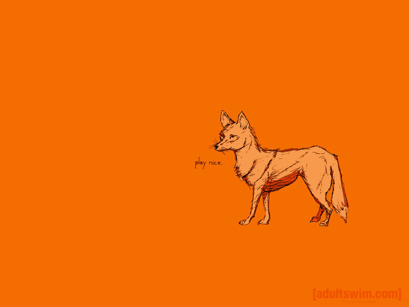fox drawing on orange background