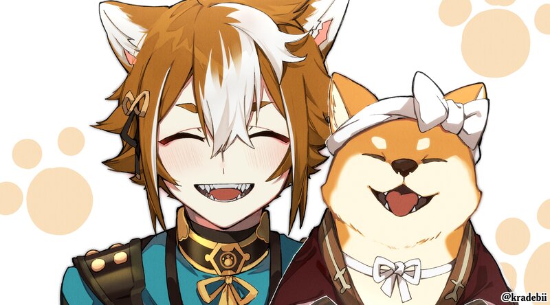 Fox-eared Character with Dog