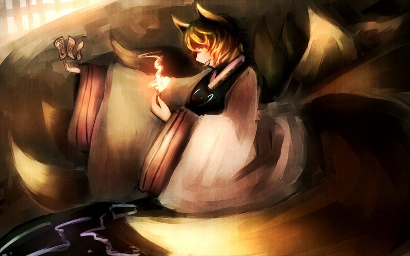 fox-eared character with flame