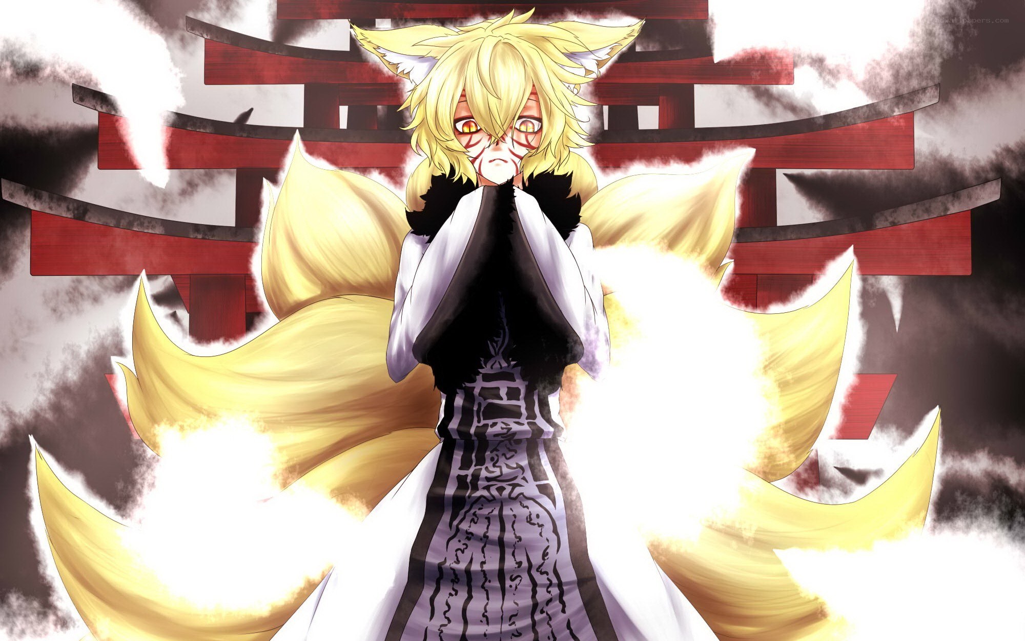 fox-eared character with glowing tails
