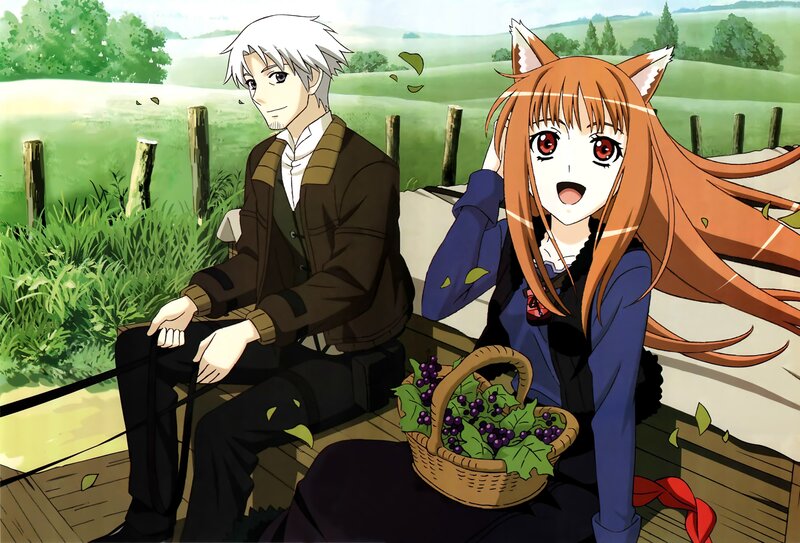 Fox-eared Girl and Man — Green, Serene, Afternoon, Anime, Basket
