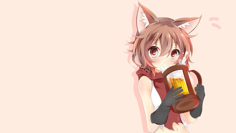 Fox-eared Girl Drinking — Pink
