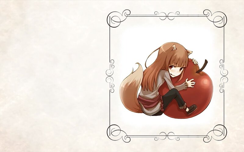 Fox-eared Girl Hugging Apple