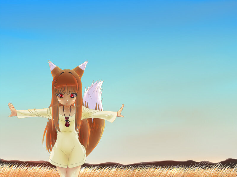 Fox-eared Girl in Field — Blue, Serene