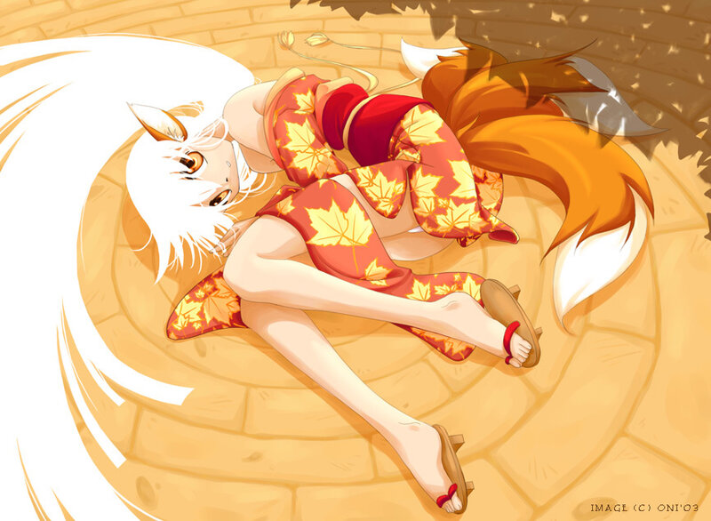 Fox-eared Girl in Kimono — Orange