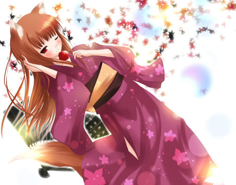 Fox-eared Girl in Kimono — Purple, Serene, Autumn