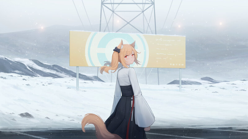 Fox-eared Girl in Snow — White, Cold