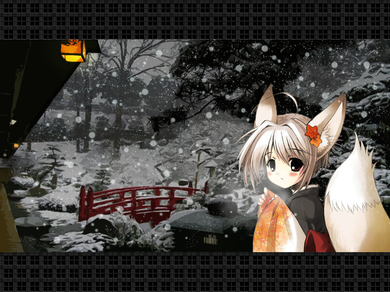 Fox-eared Girl in Snow — White