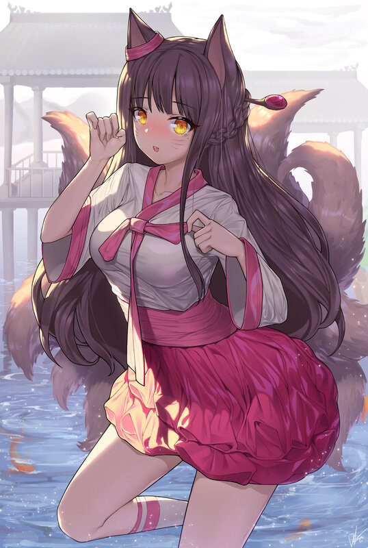 Fox-eared Girl in Water — Purple