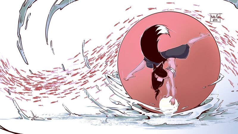 Fox-eared Girl in Water — Red