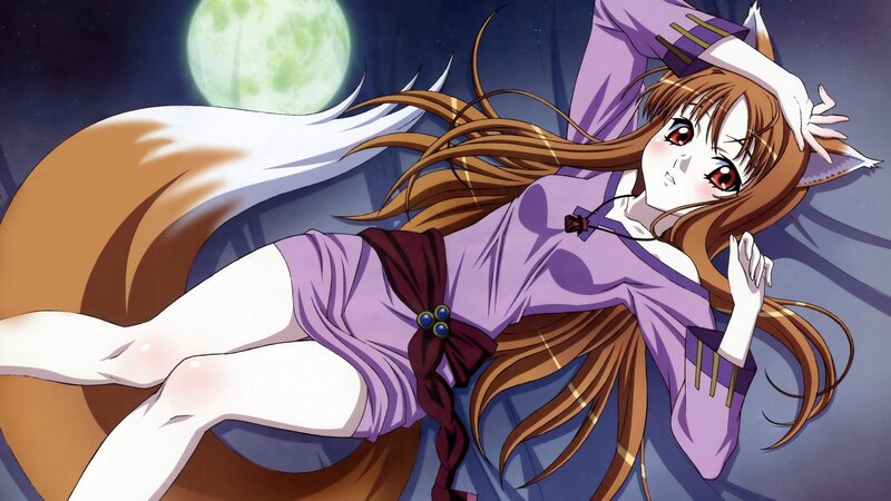 Fox-eared Girl Lying Down — Purple, Dramatic
