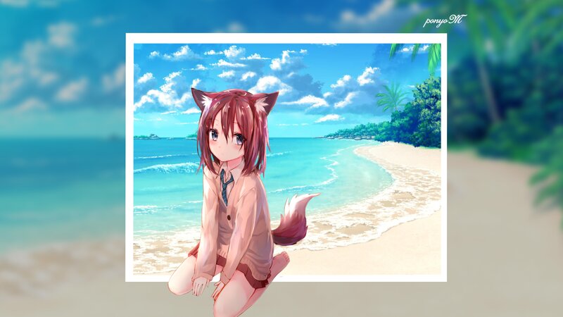 Fox-eared Girl on Beach